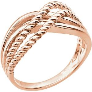 14K Rose Crossover Rope Design Ring - BN & CO JEWELRY