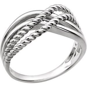 14K White Crossover Rope Design Ring - BN & CO JEWELRY