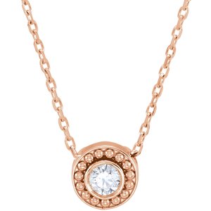 14K Rose 1/10 CTW Diamond Beaded Slide 16" Necklace - BN & CO JEWELRY