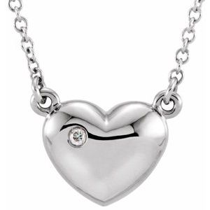 14K White .01 CTW Natural Diamond Heart 16.5" Necklace - BN & CO JEWELRY