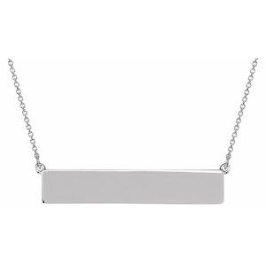 14K White Engravable Bar 19.5" Necklace - BN & CO JEWELRY