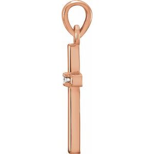 14K Rose 19.2x9 mm .01 CT Natural Diamond Cross Pendant - BN & CO JEWELRY