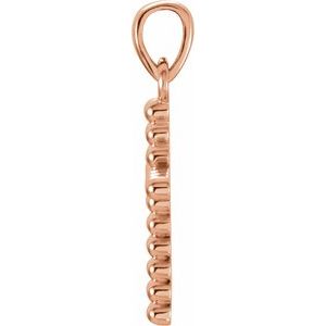 14K Rose 13.5x9.4 mm Beaded Cross Pendant - BN & CO JEWELRY