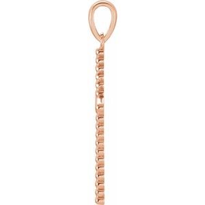 14K Rose 25.4x17.2 mm Beaded Cross Pendant - BN & CO JEWELRY