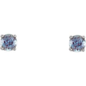 14K White Imitation Alexandrite Youth Earrings - BN & CO JEWELRY