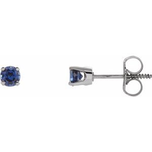 14K White Natural Blue Sapphire Youth Earrings - BN & CO JEWELRY