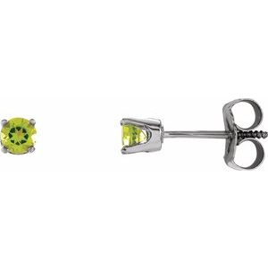 Sterling Silver Imitation Peridot Youth Earrings - BN & CO JEWELRY