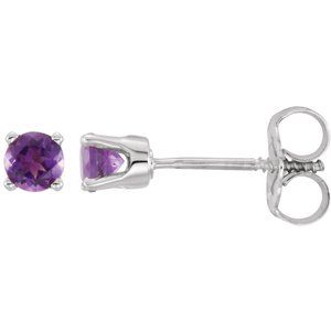 Sterling Silver Imitation Amethyst Youth Earrings - BN & CO JEWELRY