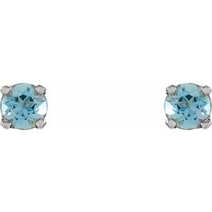 14K White Imitation Blue Zircon Youth Earrings - BN & CO JEWELRY