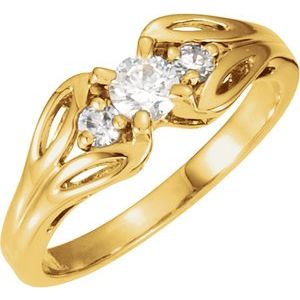14K White 4.1-5.2 mm Round Accented Floral-Inspired Engagement Ring - BN & CO JEWELRY