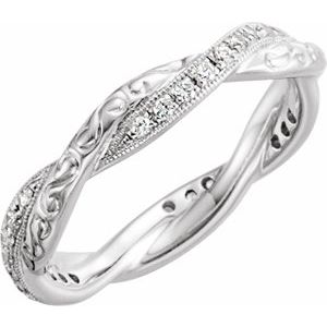 14K White 1/5 CTW Natural Diamond Design-Engraved Eternity Band Size 6 - BN & CO JEWELRY