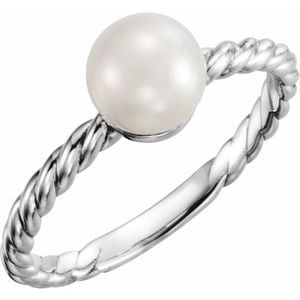 14K White 7.5-8 mm Cultured White Freshwater Pearl Ring - BN & CO JEWELRY