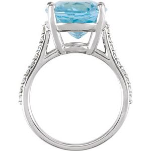 14K White Natural Sky Blue Topaz & 1/4 CTW Natural Diamond Ring - BN & CO JEWELRY