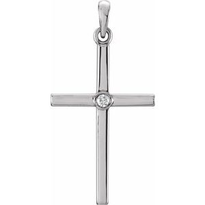 14K White .02 CT Natural Diamond Cross Pendant - BN & CO JEWELRY