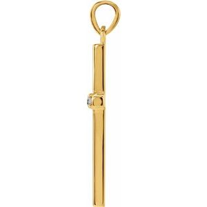 14K Yellow 26.5x13.75 mm .02 CT Natural Diamond Cross Pendant - BN & CO JEWELRY