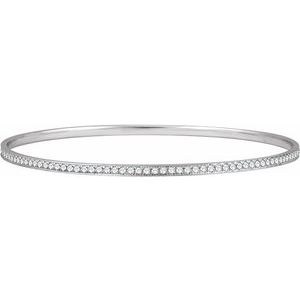14K White 1 1/2 CTW Natural Diamond 7" Bangle Bracelet - BN & CO JEWELRY