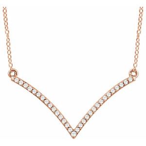 14K Rose 1/6 CTW Natural Diamond V 18" Necklace - BN & CO JEWELRY