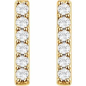 14K Yellow 1/10 CTW Lab-Grown Diamond Bar Earrings - BN & CO JEWELRY