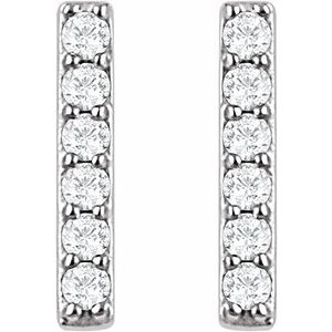 14K White 1/10 CTW Lab-Grown Diamond Bar Earrings - BN & CO JEWELRY