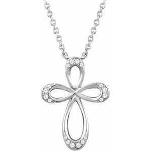 Sterling Silver 1/10 CTW Natural Diamond Cross 18" Necklace - BN & CO JEWELRY