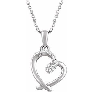 Sterling Silver .05 CTW Natural Diamond Heart 16-18" Necklace - BN & CO JEWELRY