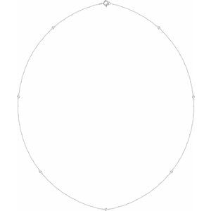 14K White 1/4 CTW Natural Diamond 7-Station 24" Necklace - BN & CO JEWELRY