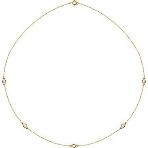 14K Yellow 1/2 CTW Natural Diamond 5-Station 18" Necklace - BN & CO JEWELRY
