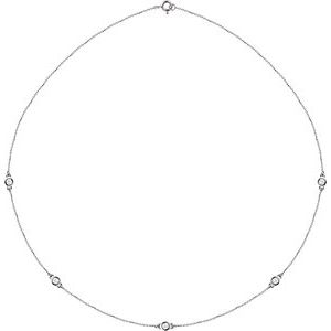 14K White 1/2 CTW Natural Diamond 5-Station 18" Necklace - BN & CO JEWELRY