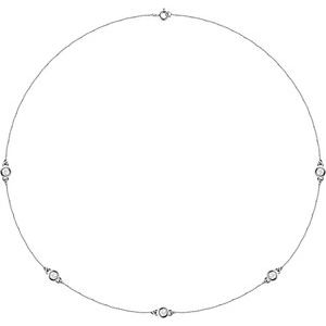 14K White 3/4 CTW Natural Diamond 5-Station 18" Necklace - BN & CO JEWELRY