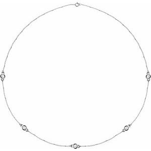 14K White 1 CTW Natural Diamond 5-Station 18" Necklace - BN & CO JEWELRY