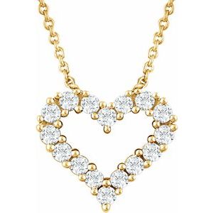 14K Yellow 1/4 CTW Natural Diamond Heart 18" Necklace - BN & CO JEWELRY
