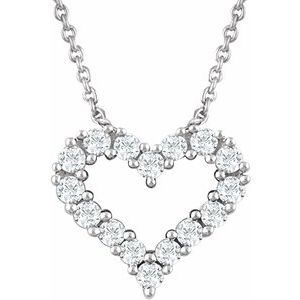 14K White 1/4 CTW Natural Diamond Heart 18" Necklace - BN & CO JEWELRY
