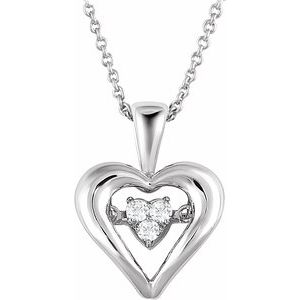 Sterling Silver MystaraÂ® 1/10 CTW Natural Diamond Heart 18" Necklace - BN & CO JEWELRY