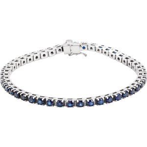 14K White Natural Blue Sapphire Line 7" Bracelet - BN & CO JEWELRY