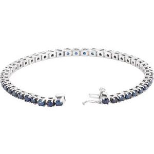 14K White Natural Blue Sapphire Line 7" Bracelet - BN & CO JEWELRY