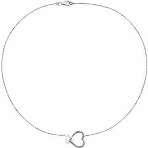 Sterling Silver .03 CTW Natural Diamond Interlocking Heart 18" Necklace - BN & CO JEWELRY