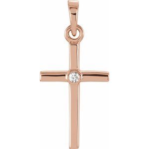 14K Rose .01 CT Natural Diamond Cross Pendant - BN & CO JEWELRY