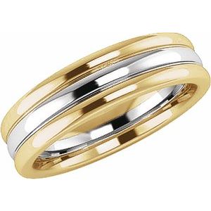 14K Yellow/White/Yellow 5 mm Grooved Band Size 10.5 - BN & CO JEWELRY