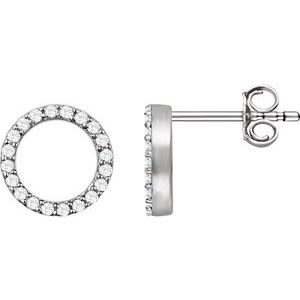 14K White 1/5 CTW Natural Diamond Circle Earrings - BN & CO JEWELRY