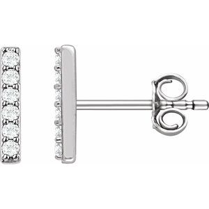 14K White 1/10 CTW Lab-Grown Diamond Bar Earrings - BN & CO JEWELRY