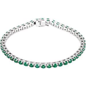 14K White Natural Emerald Line 7" Bracelet - BN & CO JEWELRY