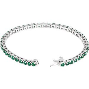 14K White Natural Emerald Line 7" Bracelet - BN & CO JEWELRY