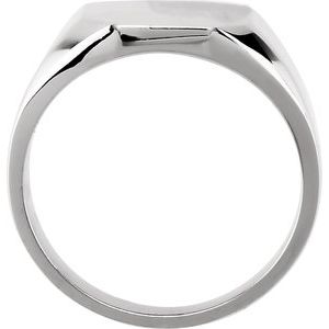14K White 12x10 mm Octagon Signet Ring - BN & CO JEWELRY