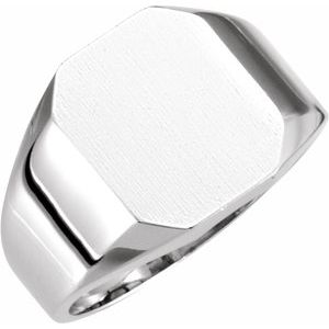 14K White 12x10 mm Octagon Signet Ring - BN & CO JEWELRY