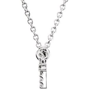 14K White .07 CTW Natural Diamond Sideways Cross 16-18" Necklace - BN & CO JEWELRY