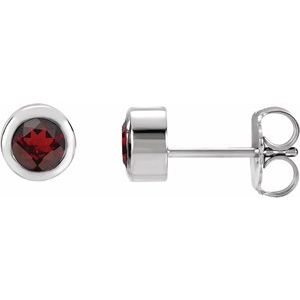 14K White Natural Mozambique Garnet Bezel-Set Earrings - BN & CO JEWELRY