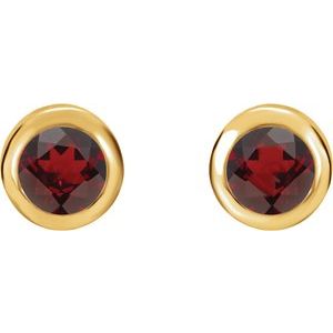 14K Yellow Natural Mozambique Garnet Bezel-Set Earrings - BN & CO JEWELRY