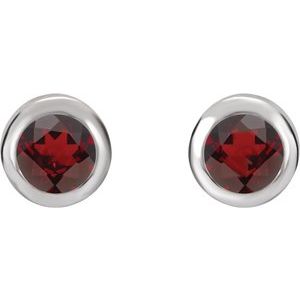 14K White Natural Mozambique Garnet Bezel-Set Earrings - BN & CO JEWELRY