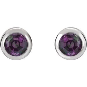 14K White Lab-Grown Alexandrite Bezel-Set Earrings - BN & CO JEWELRY