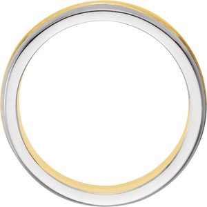 14K Yellow/White 6.75 mm Flat Edge Band with Polished & Satin Finish Size 6 - BN & CO JEWELRY
